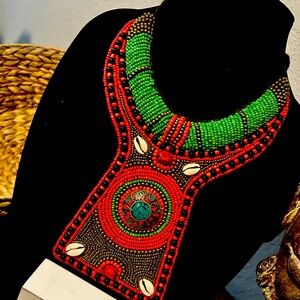 Beautiful African choker bib necklace with earrings